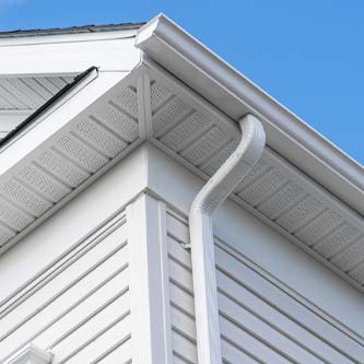 Closeup of white gutters