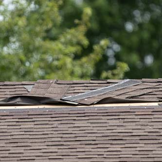 Damaged shingle closeup view