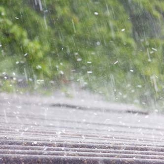 Hail storming on a roof